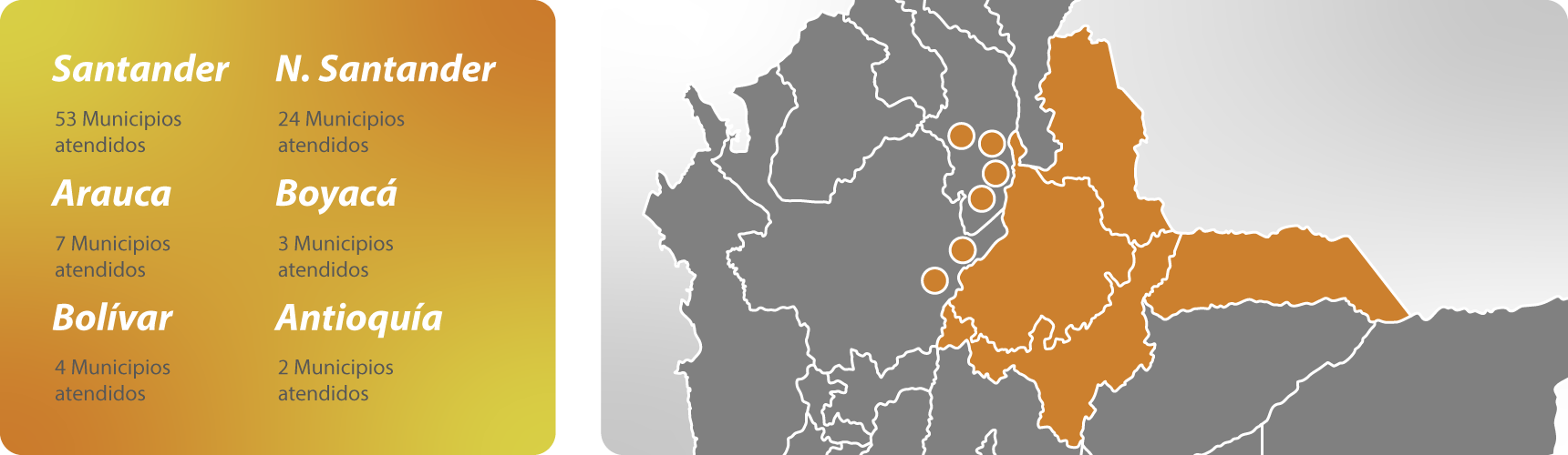 Mapa de cobertura de Invertek en Colombia